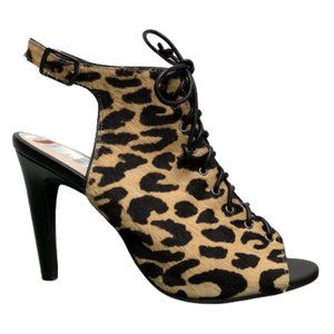 Bar III Adalia Leopard Sling back Lace Up Heels